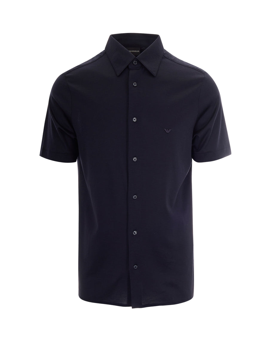 Shirt Slim Lyocell Blue Navy Fabric