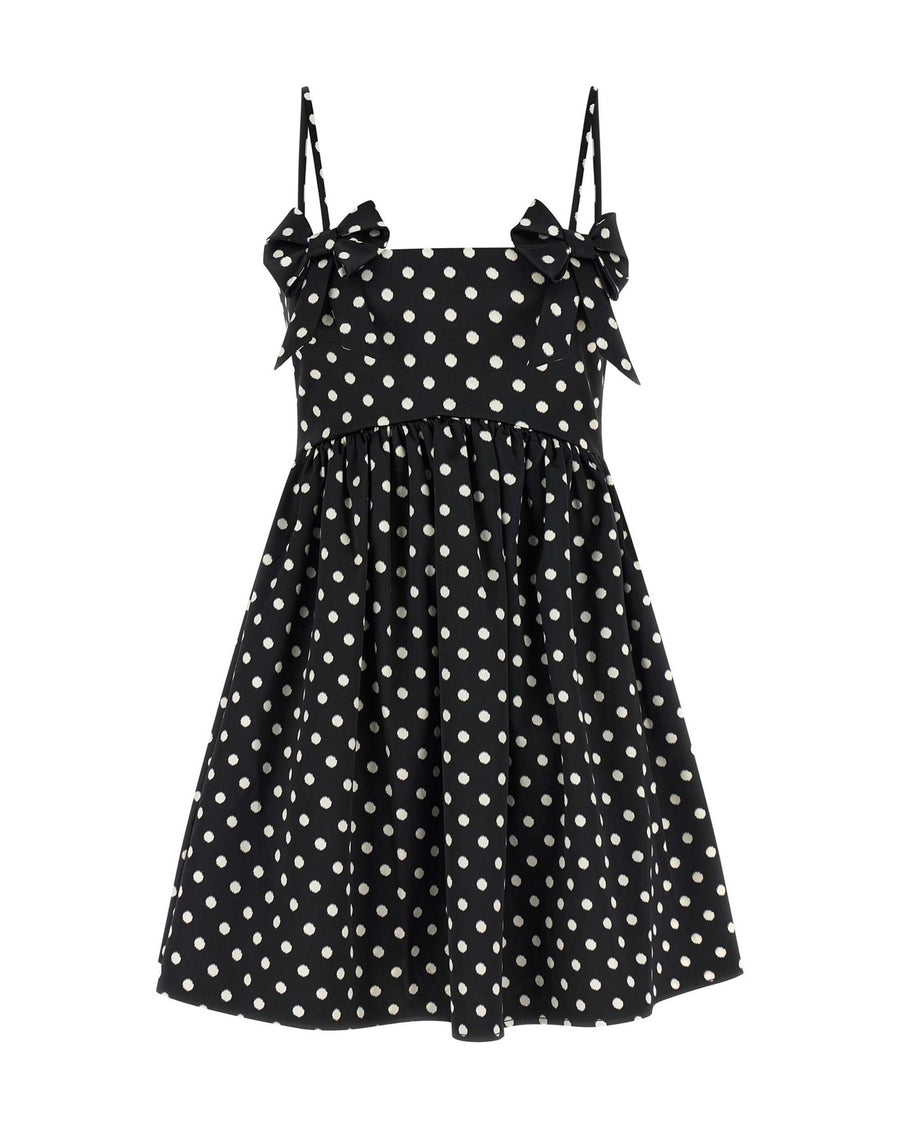Mini Dress Polka-Dot Satin Black Recycled Polyester Evening Suits