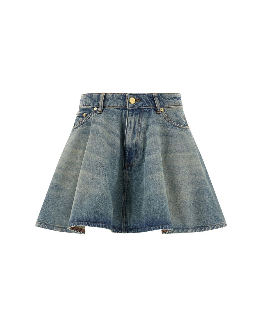 Denim Skirt Mid Blue Vintage Organic Cotton