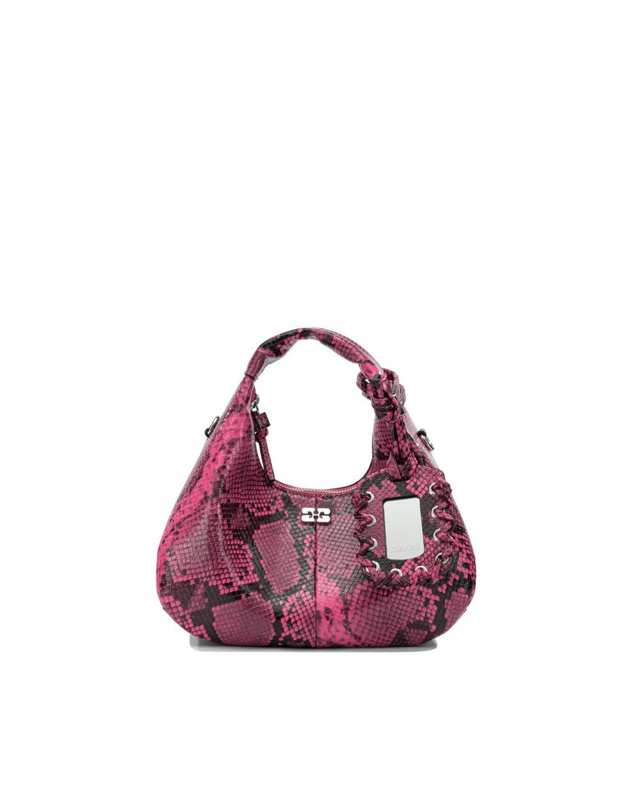 Mini Hobo Bag Rosa Snake Raspberry Rose Recycled Polyester Handbags