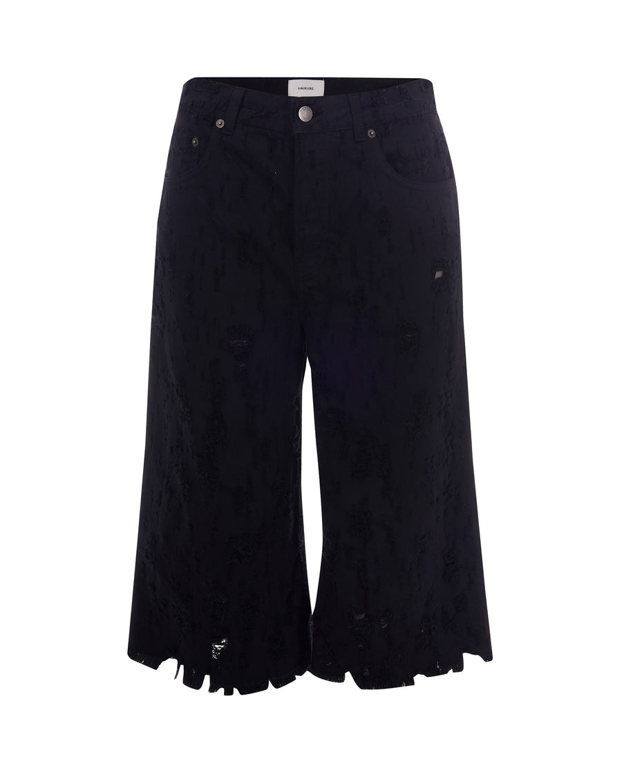 Bermuda Shorts Beck Bull Destroy Black Cotton