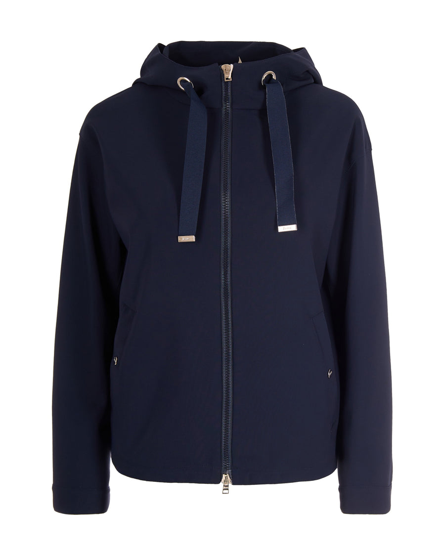 Short Neoprene Jacket Navy Blue Exterior: Polyamide