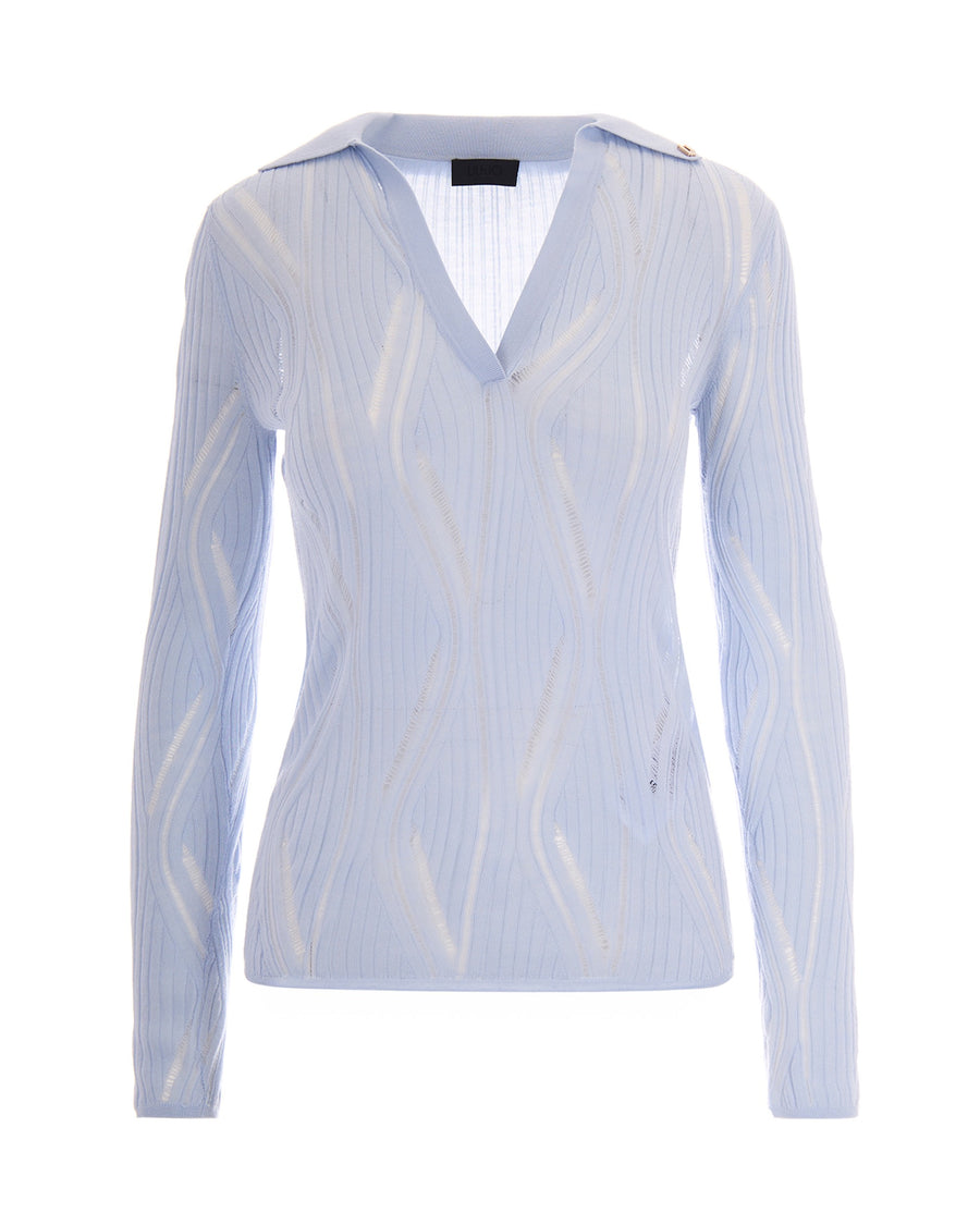 Knit Jumper Fantasia Cielo Sky Blue Virgin Wool Jumpers