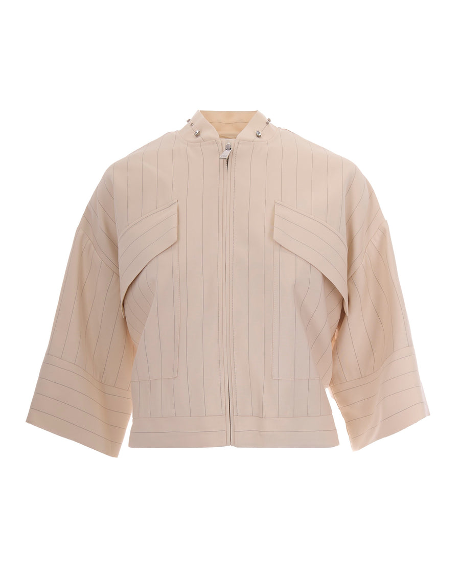 Short Jacket Cream Stripe Viscose