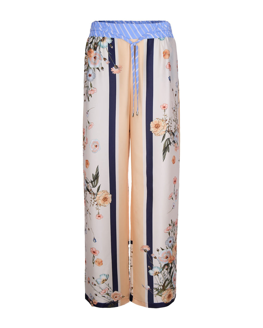 Palazzo Trousers Blue Polyester