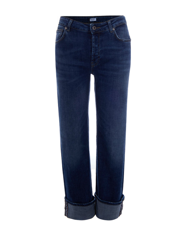 Straight Jeans Denim Blue Cotton