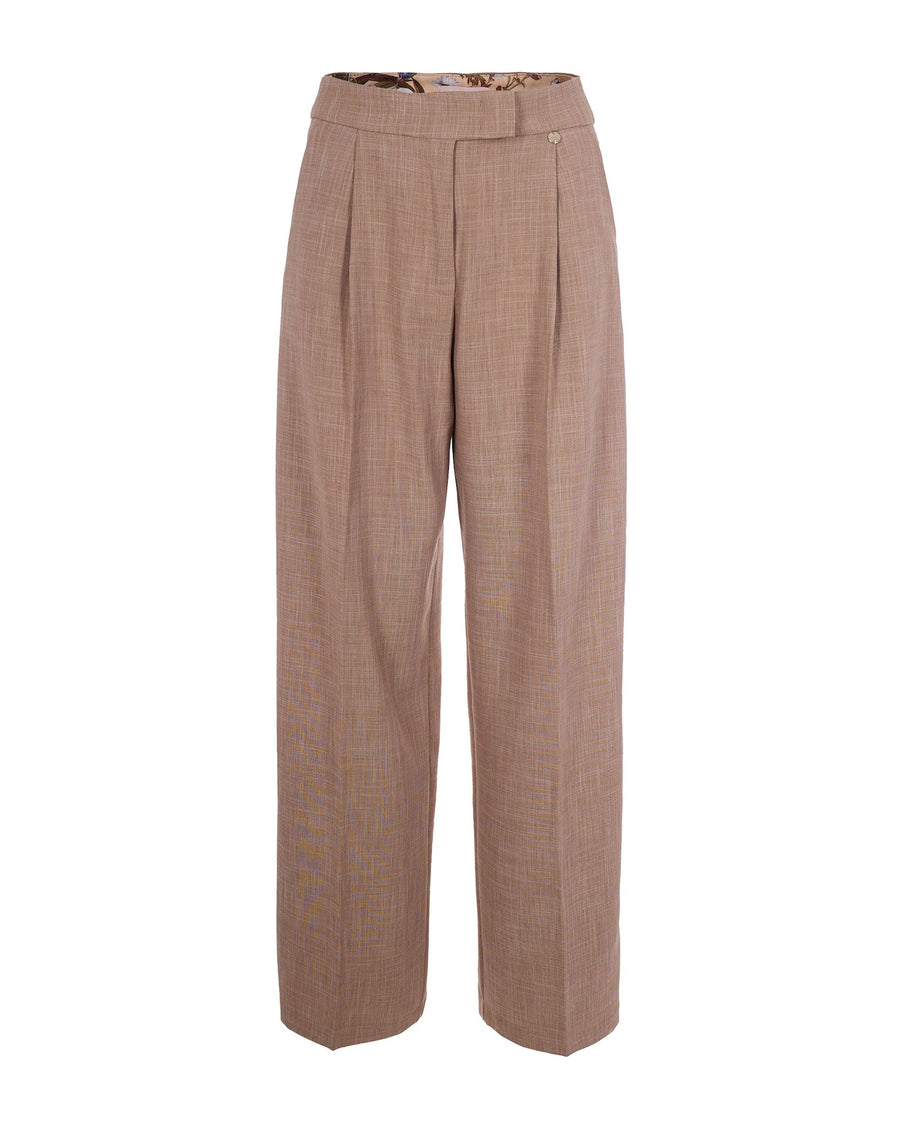 Trousers Wide-Leg Biscuit Melange Viscose