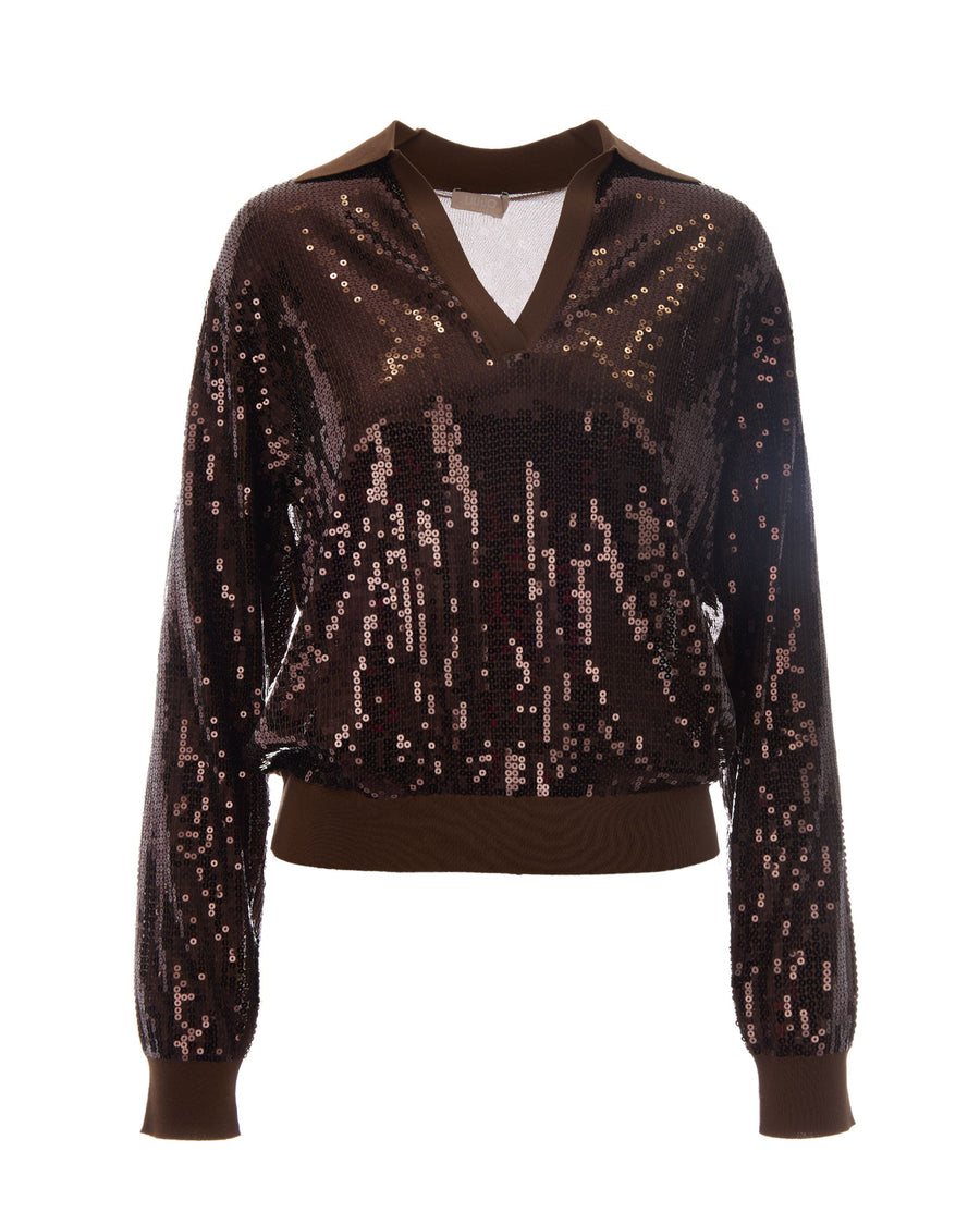 Knit Top Biscuit Sequins Viscose Polyamide Tops