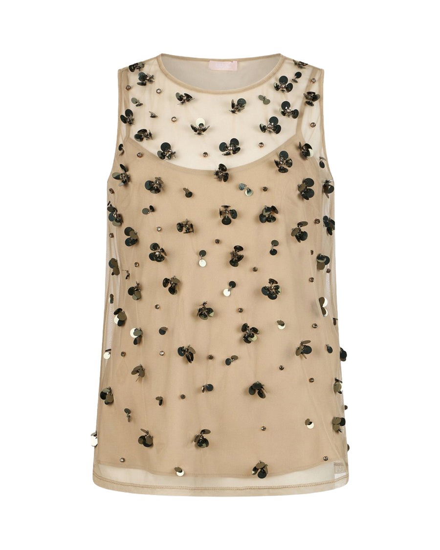 Tulle Floral Top Dark Olive Polyester Tops