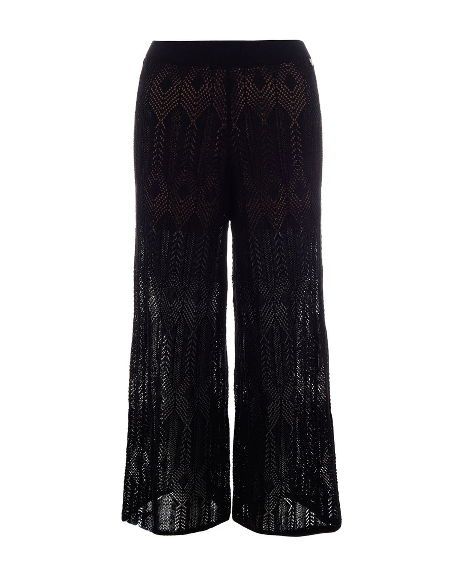 Trousers Perforated Knit Black Cotton Polyamide