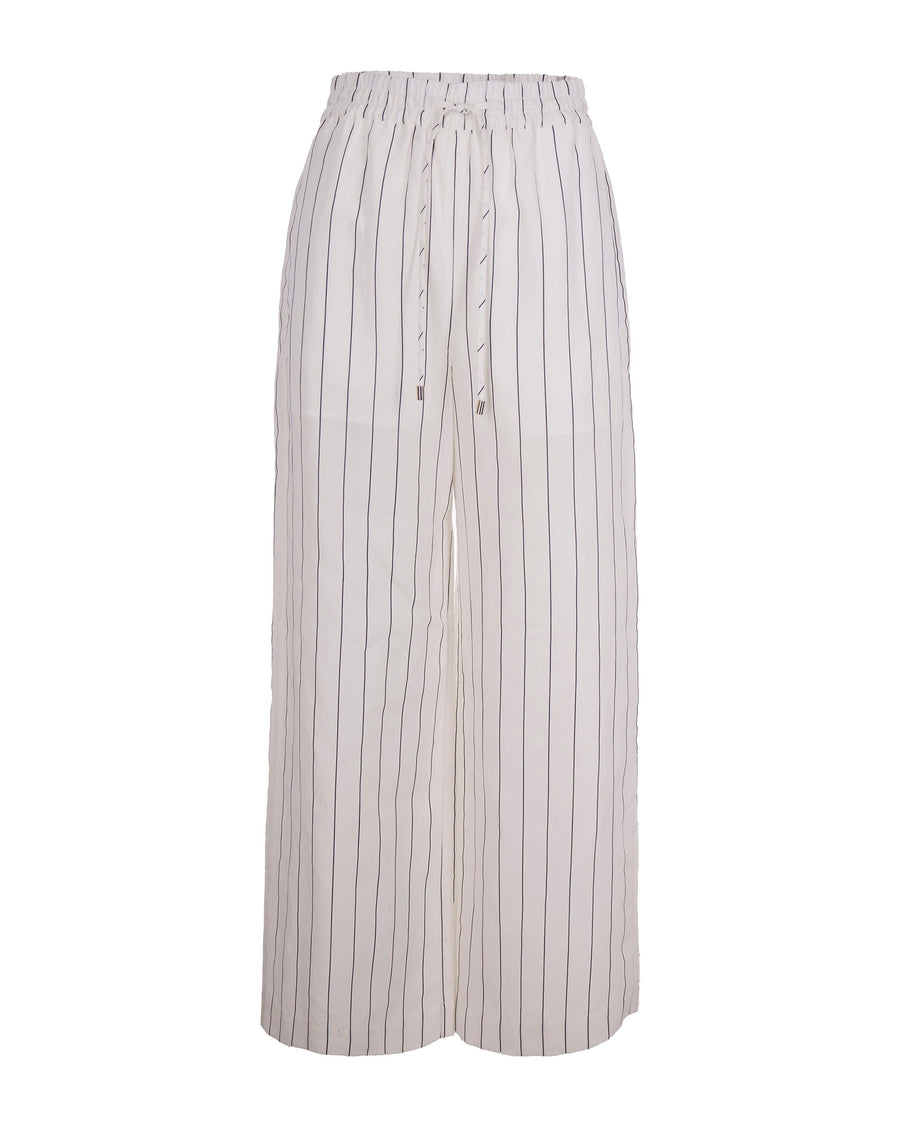 Trousers Lyocell Pinstripe White-Black White Wool/black