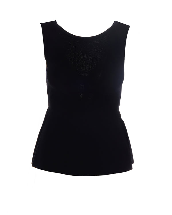 Top With Back Bow Black Cotton Tops