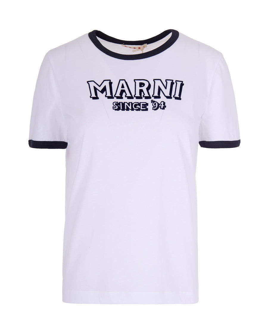 T-Shirt Lily White With Contrast Trim Cotton T-shirts & Jerseys