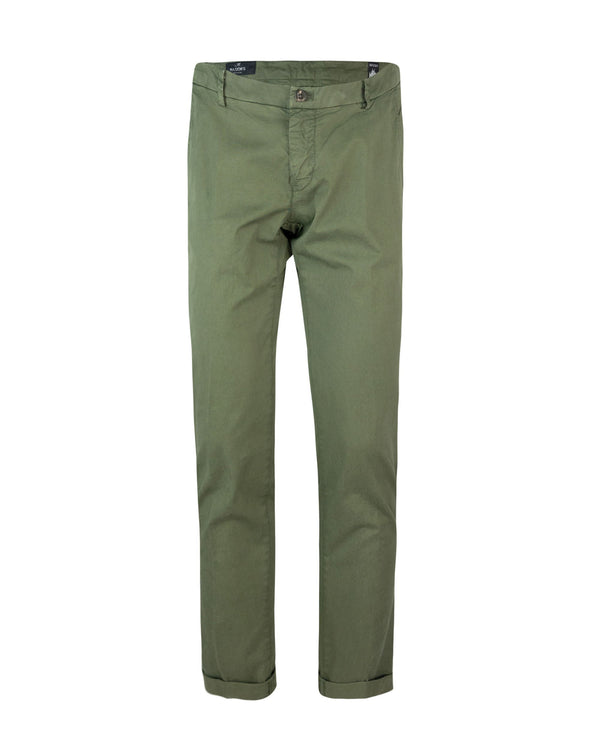 Chino Trousers Slim-Fit Green Cotton Elastane