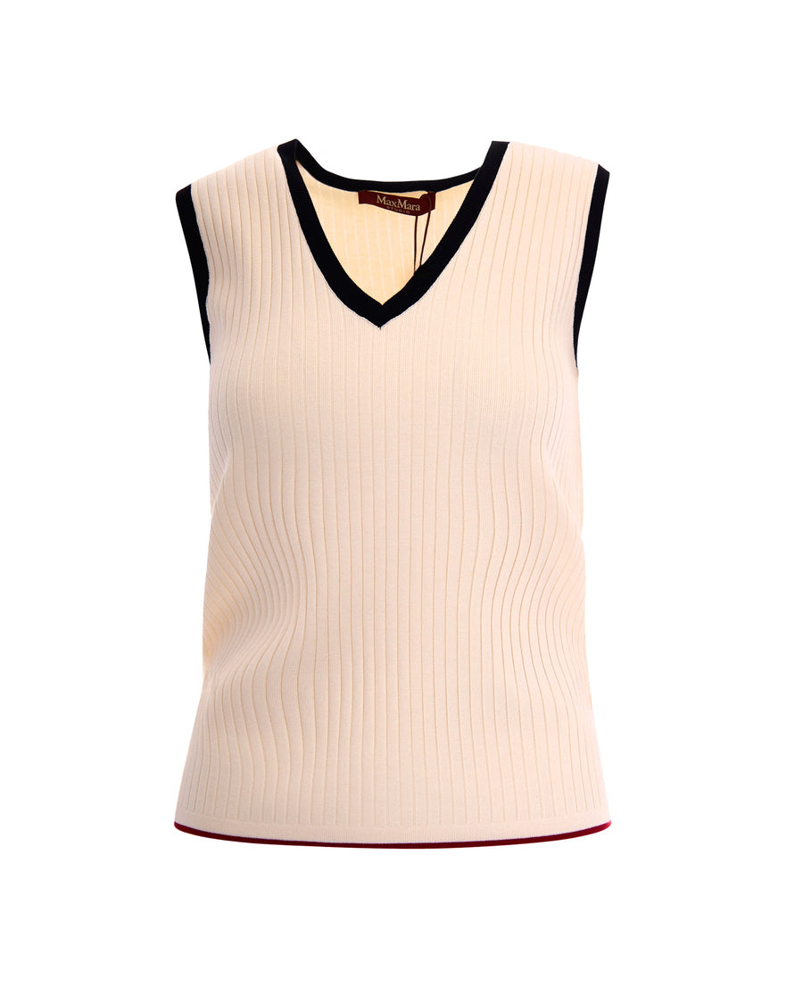 Sleeveless Viscose Top White-Blue White/blue Jumpers
