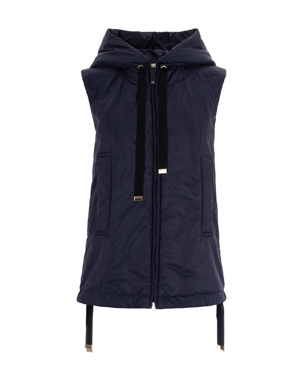 Short Hooded Gilet Midnight Blue Polyester Waistcoats & Gilets