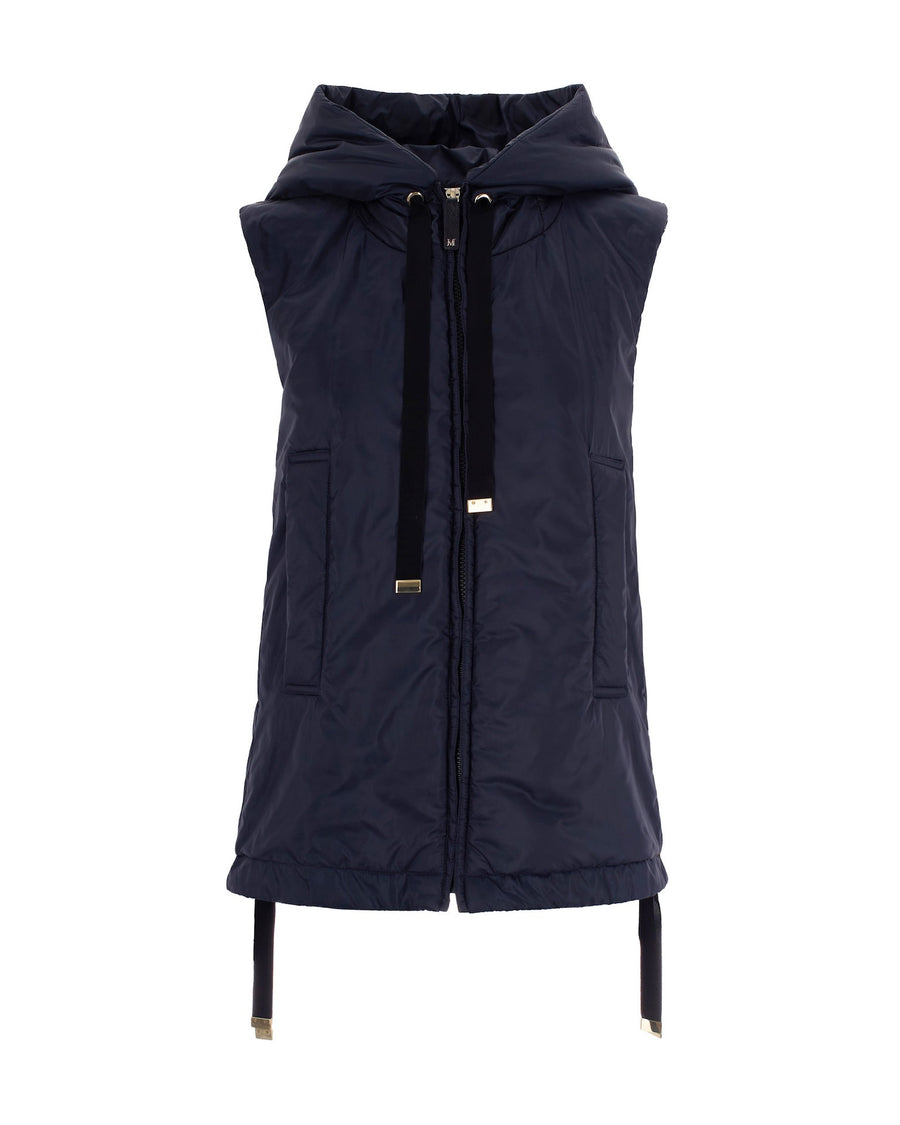 Short Hooded Gilet Midnight Blue Polyester Waistcoats & Gilets