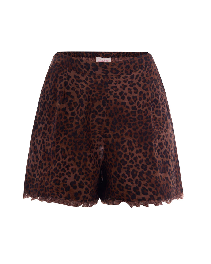 Shorts Amani Linen Leopard Sand