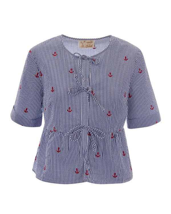 Blouse Alyson Blue Stripes Cotton Shirt