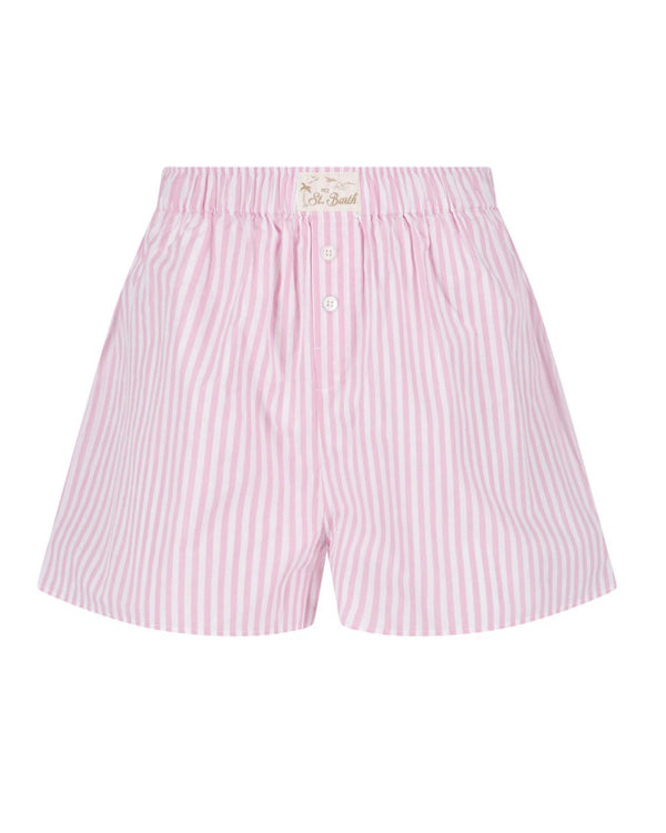 Shorts Boxy Pink Striped Cotton