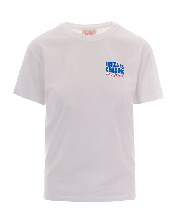 T-Shirt Emilie Ibiza Is Calling White Cotton T-shirts & Jerseys