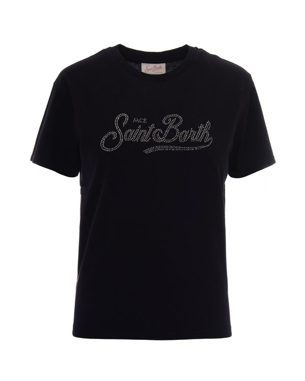 T-Shirt Emilie Strass Black Cotton T-shirts & Jerseys