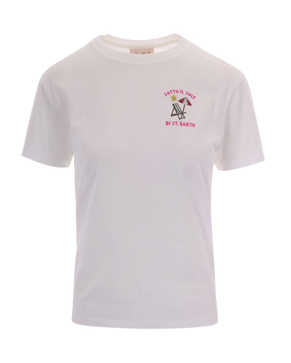 T-Shirt Emilie With Rhinestones White Cotton T-shirts & Jerseys