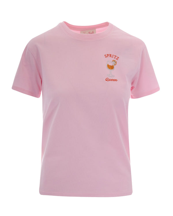 T-Shirt Emilie Rhinestone Embellished Pink Cotton T-shirts & Jerseys