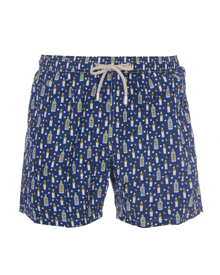 Swim Shorts Lighting Micro Fantasy Print Blue Polyester