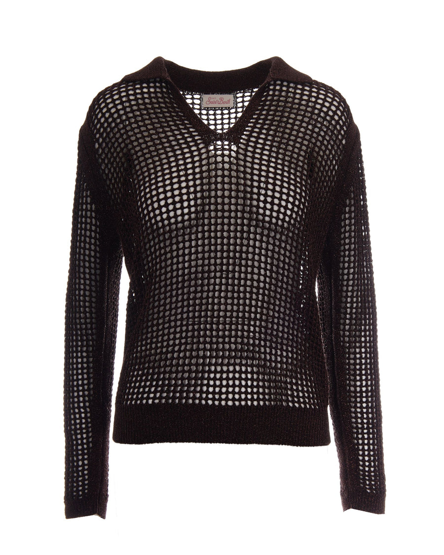 Polo Nassi Mesh Lurex Brown Viscose Tops