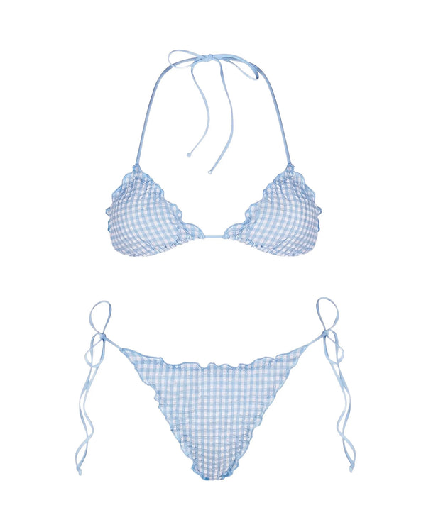 Bikini Sagitami Seersucker Light Blue Polyamide Elastane One-pieces