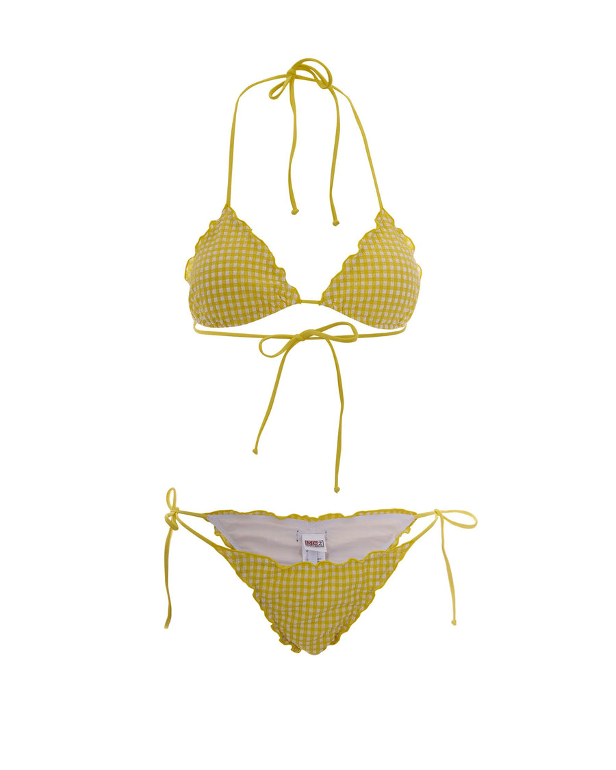 Bikini Sagitami Seersucker Vichy Yellow Polyamide One-pieces