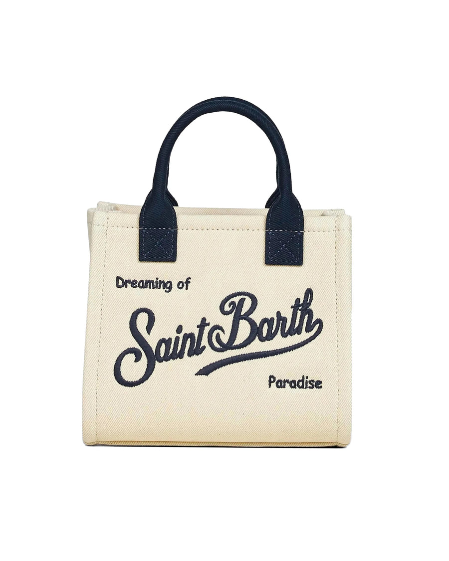Shoulder Bag Vanity Midi Canvas White Cow Leather
