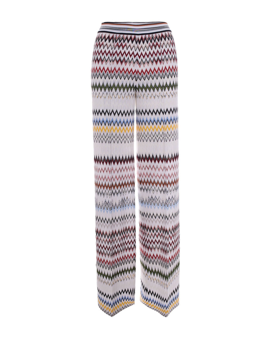 Wide Trousers Viscose Zig Zag Multicolour Multicolour/white