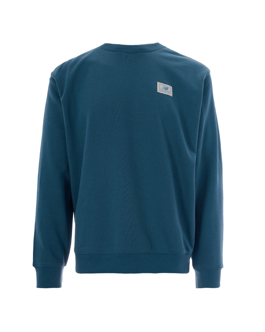 Crewneck Sweatshirt Woven Label Big Teal Cotton Jumpers