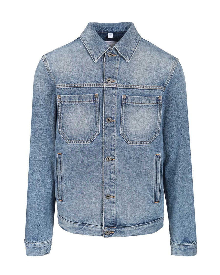 Denim Jacket Half Arrow Light Medium Blue Cotton