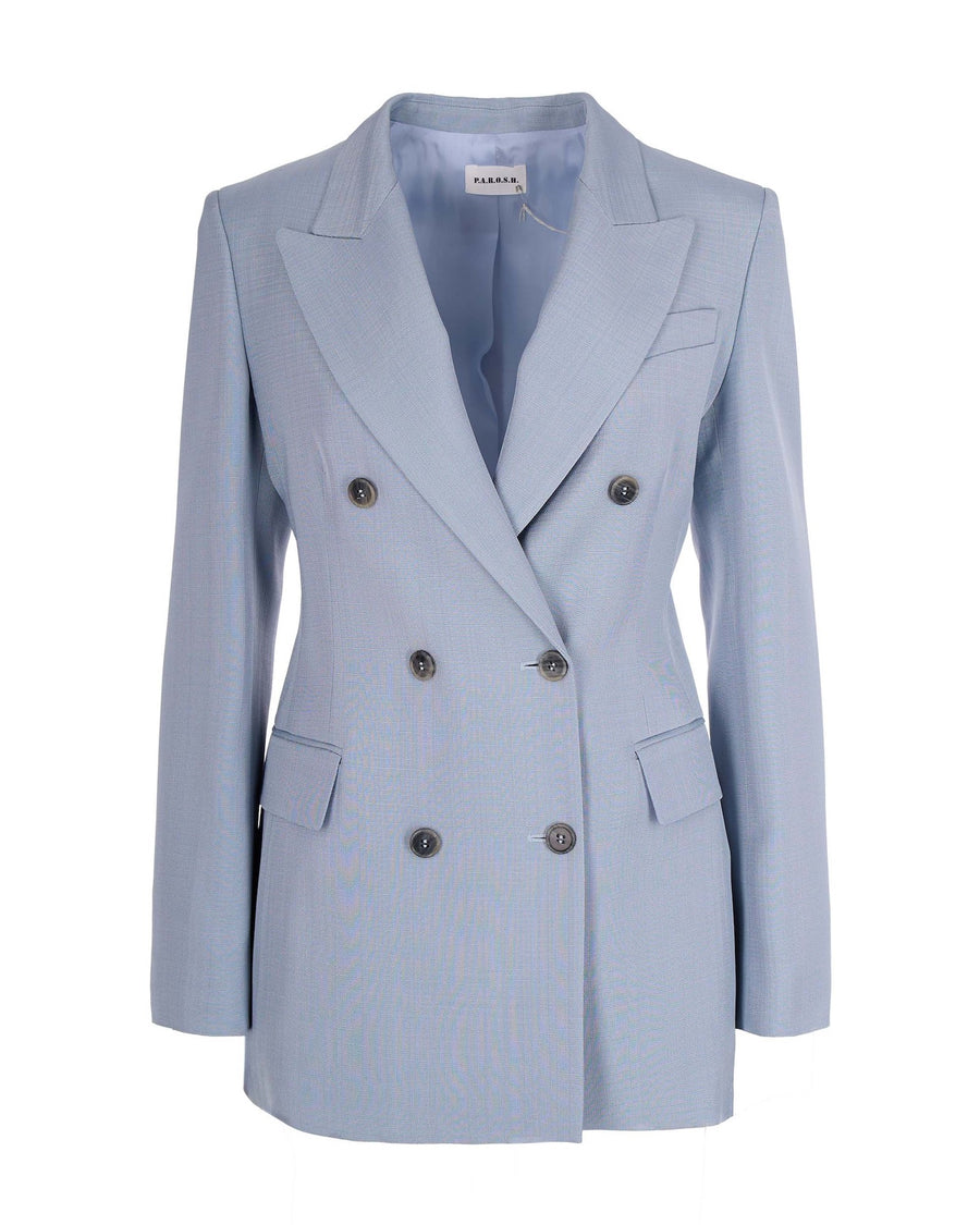 Blazer Double-Breasted Sky Blue Viscose Jacket