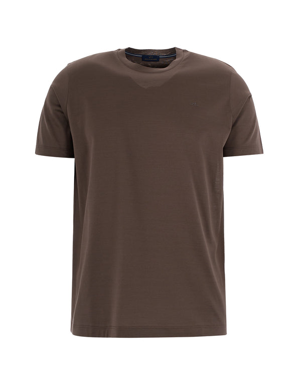 T-Shirt Ricamo Tabacco Brown Outside: Cotton T-shirts