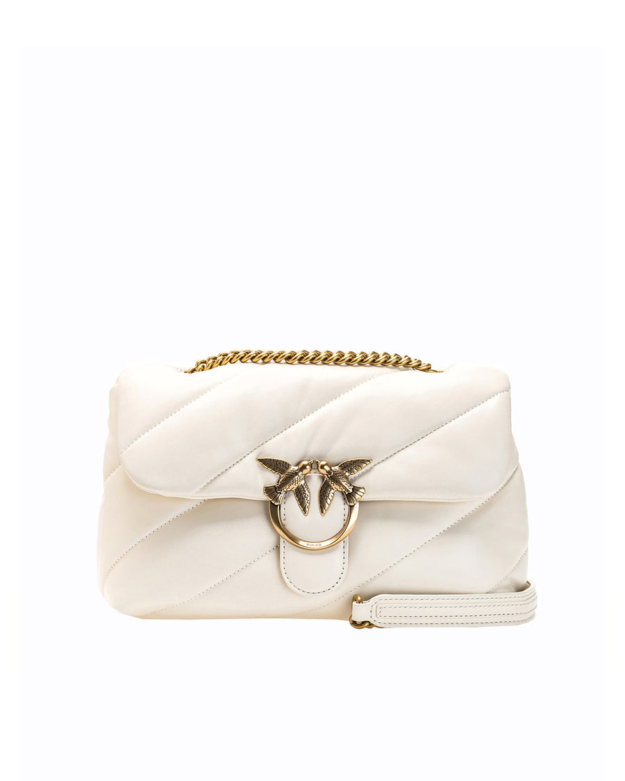 Shoulder Bag Love Puff Silk White-Antique Gold White/antique