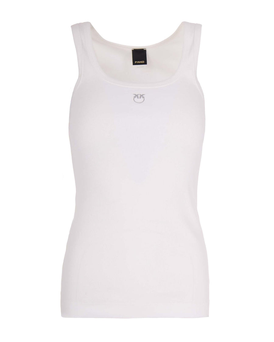 Ribbed Tank Top Love Birds White White/snow Main: Cotton Vests & Tops