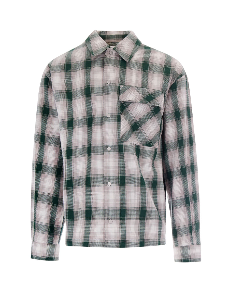 Waffle Flannel Shirt Dark Green Cotton