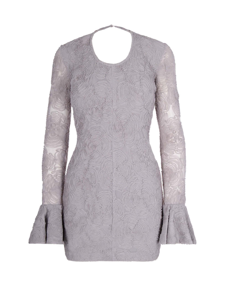 Mini Dress Mesh Frill Grey Violet Main: Recycled Polyester Evening Suits