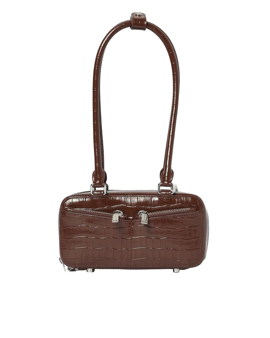 Shoulder Bag Crocodile-Effect Brown