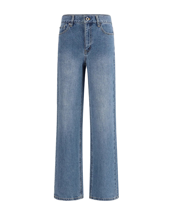 Jeans Straight With Strass, Blue