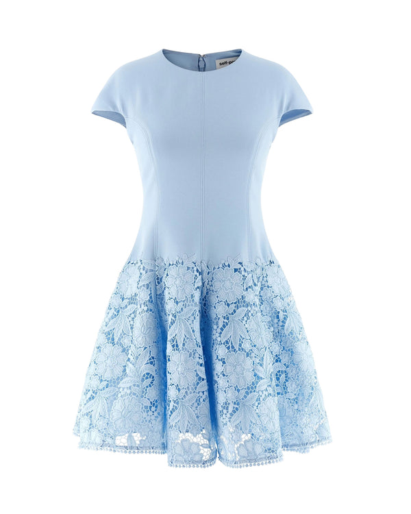 Dress Macramé Lace Blue Polyester Evening Suits