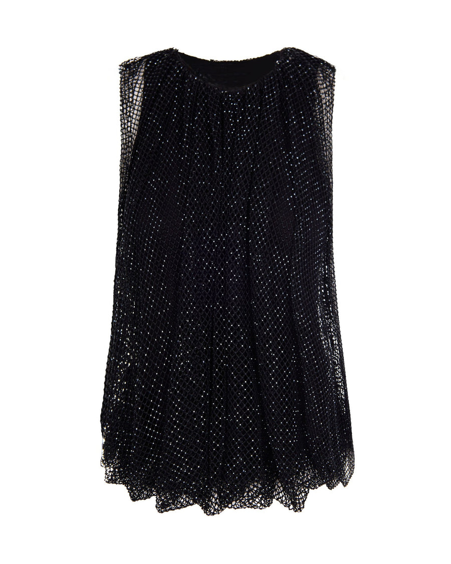 Sleeveless Mesh Top Black Mesh: Polyester Tops
