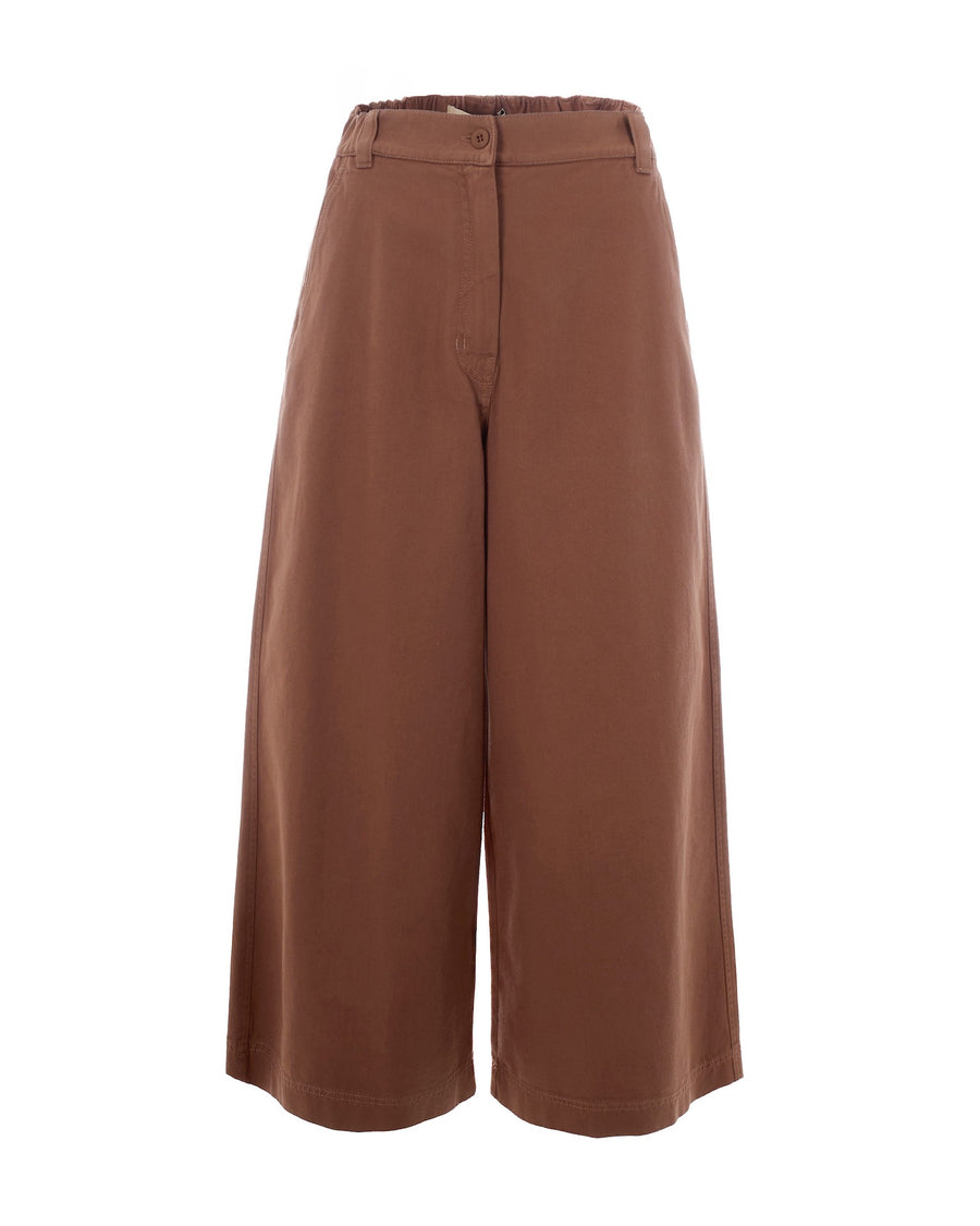 Cropped Trousers Tan Cotton