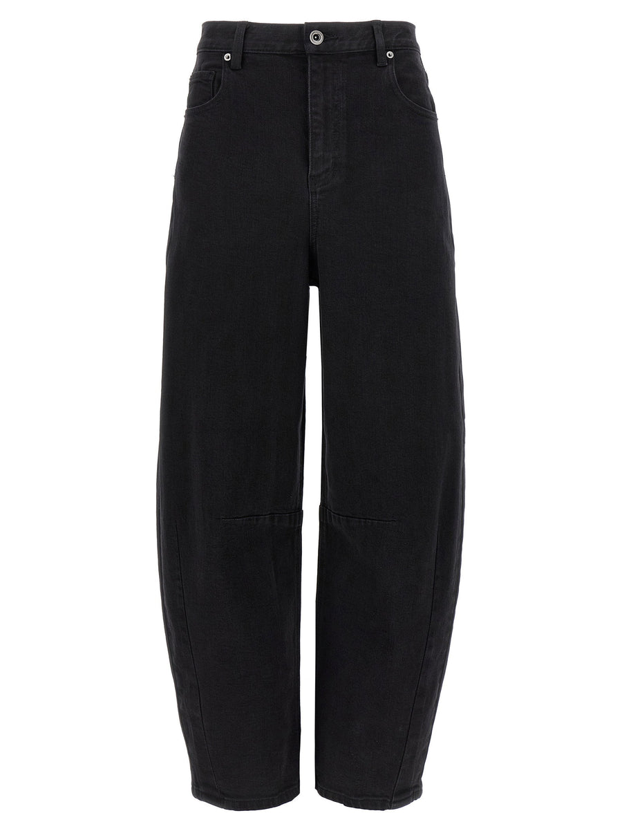 Self-Portrait Black Barrel Leg Jeans — Black