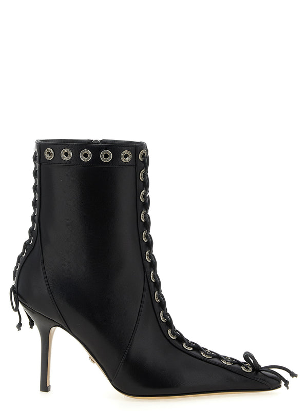 Mach & Mach Crystalized Corset Ankle Boot — Black