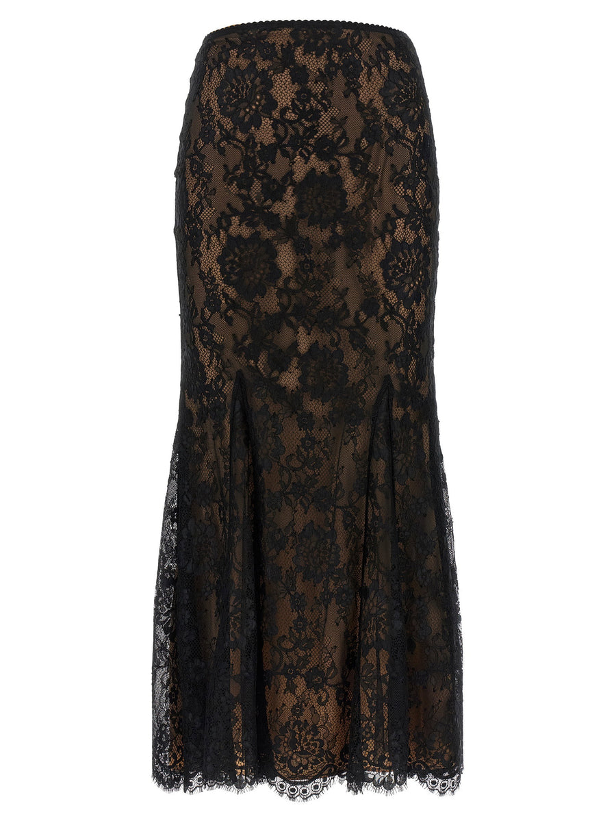 Self-Portrait Lace Mermaid Skirt — Black